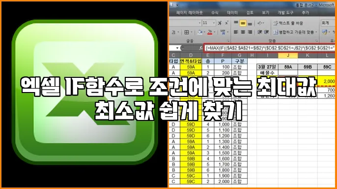 엑셀 IF함수로 조건에 맞는 최대값 최소값 쉽게 찾기